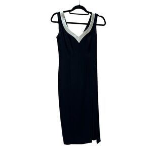 Donna Rocco Vintage Sleeveless Black/ White w/ Bow Ankle Length Dress Size 2